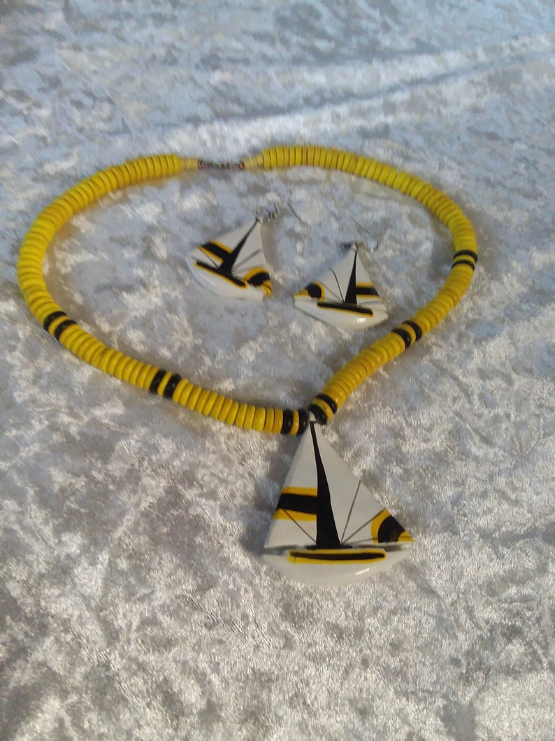 Sailboat necklace and matching earrings