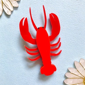 Bright two-toned red lobster brooch / double layer lobster crustacean pin badge brooch