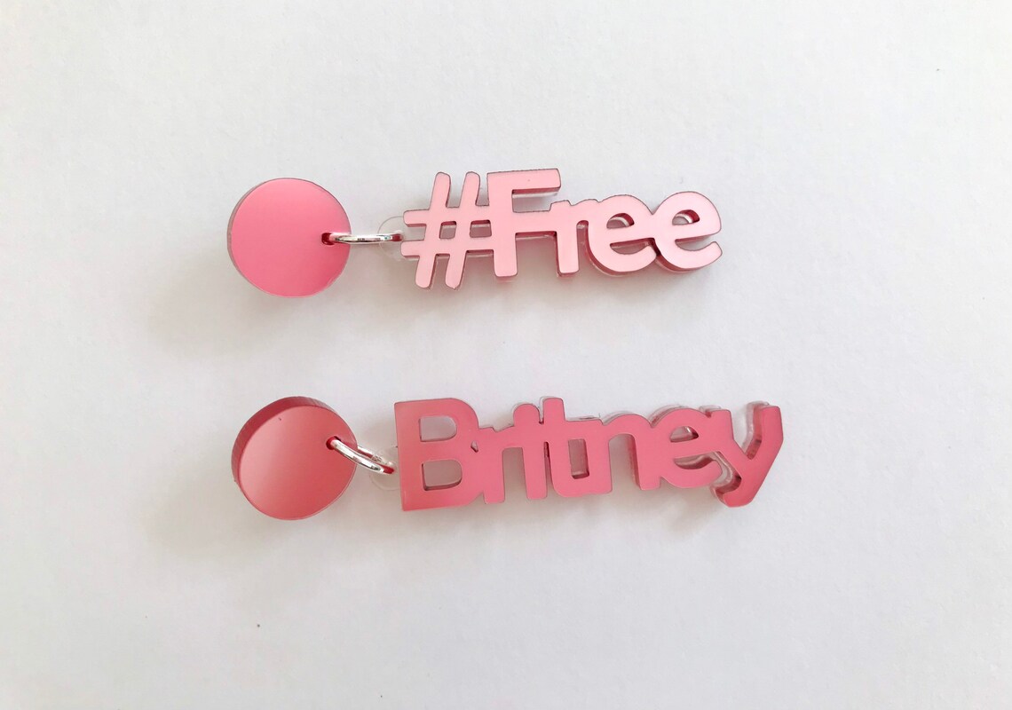 FreeBritney earrings / free Britney Spears dangles in pink Etsy
