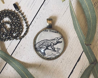 crocodile pendant - crocodile necklace - crocodile charm - crocodile gifts - natural history gifts -  gifts under 20 - Legacy