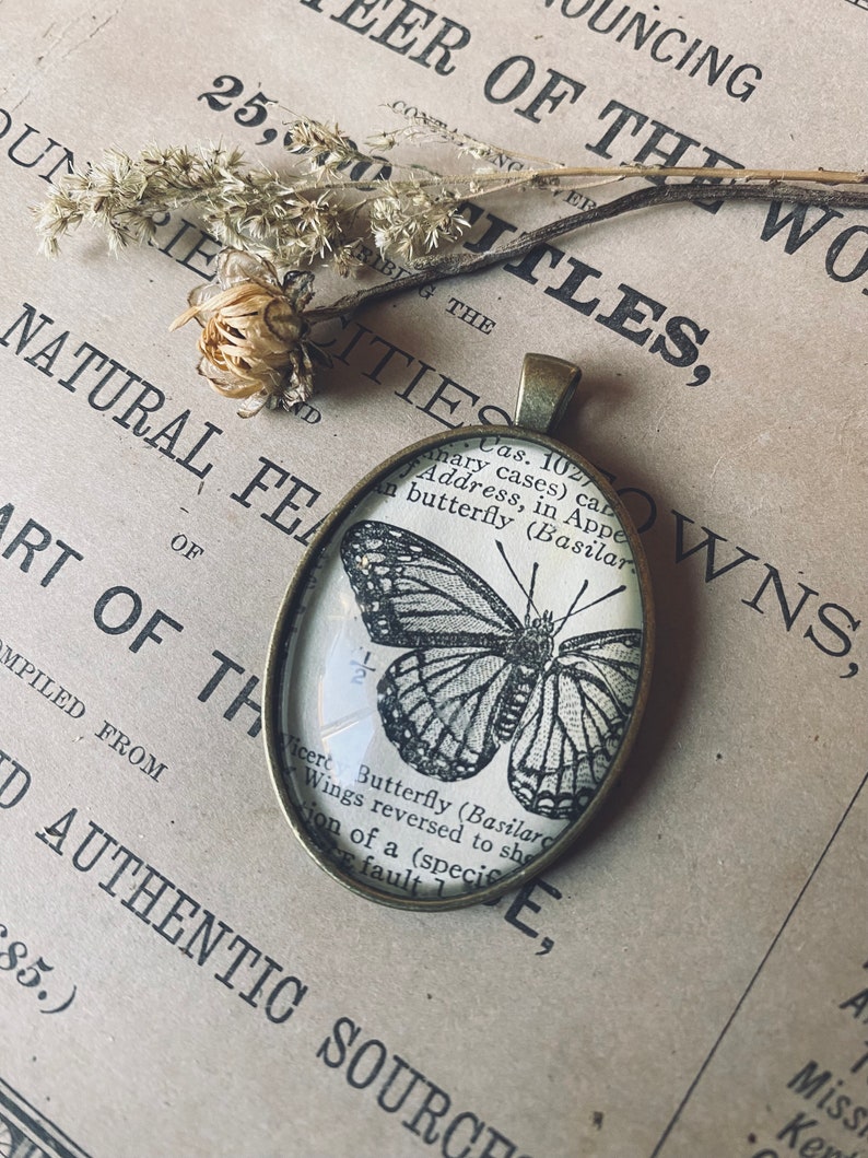 Butterfly pendant butterfly necklace butterfly jewelry witchy jewelry vintage art bug art bug jewelry butterfly art 1934 image 1