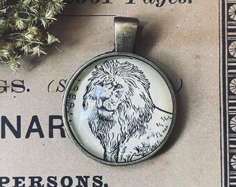 Lion pendant - leo necklace - leo gift - Lion necklace - vintage art - Lion art - leo art - 1934