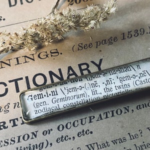 Gemini pendant - dictionary pendant - Gemini necklace - word jewelry - zodiac jewelry - Gemini jewelry