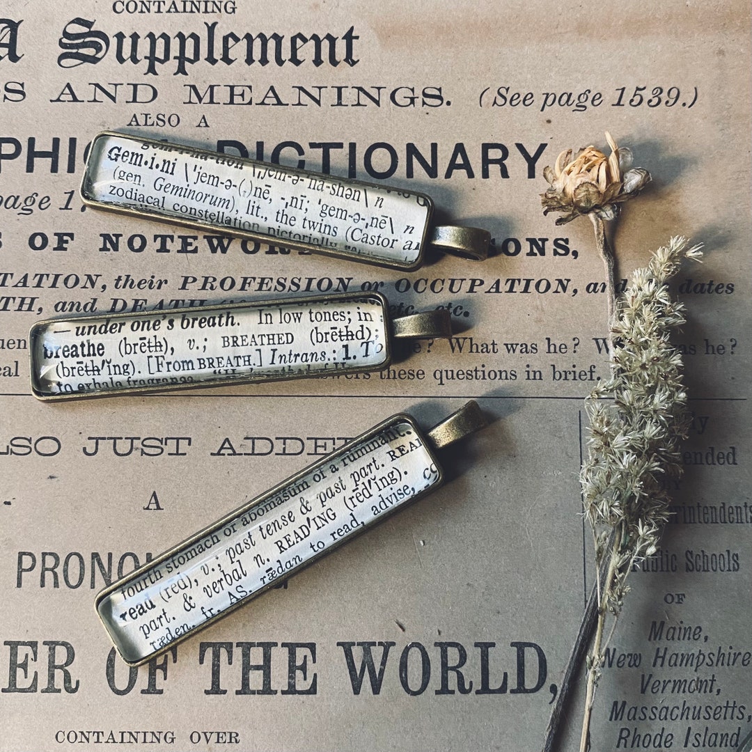 Word Pendant Dictionary Pendant Dictionary Necklace Word Jewelry Book