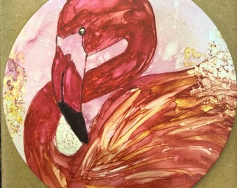 Set of 4 Coasters - Pink Flamingo