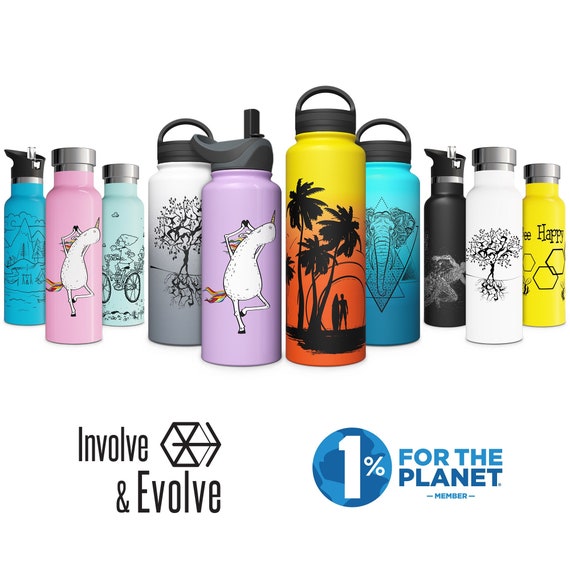 Cille 17 oz Insulated Water Bottles 500ml Blue Water Bottle Stainless Steel,Metal Double Walled Vacuum Flask Leak proof Bicycle Water Bottle for Teen Reusable Sports Bottle