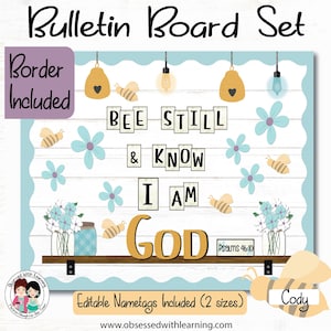 Inspirational Bee-Themed Bulletin Board Kit for Christian Elementary Classrooms
