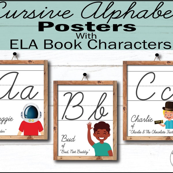 Cursive Alphabet Posters, Alphabet Bulletin Board, English Classroom Décor, Farmhouse Classroom Décor, Educational Posters