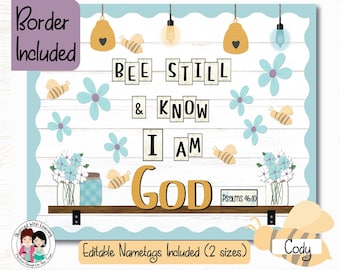 Kit de tablero de anuncios inspirador con temática de abejas para aulas de primaria cristianas