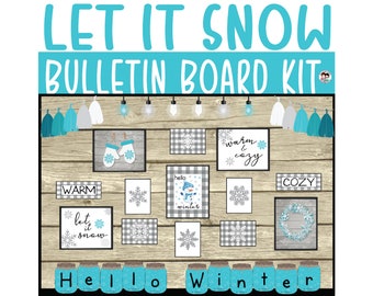 Decoración Let It Snow, Tablón de anuncios Let It Snow, Tablón de anuncios de decoración de estilo rústico, Tablón de anuncios de invierno, Tablón de anuncios de aula de estilo rústico