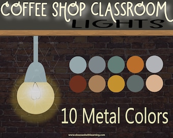Coffee Shop Classroom, Printable Lights, Farmhouse Classroom Décor, Bulletin Board Decorations