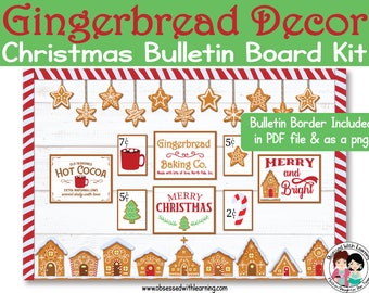 Christmas Bulletin Board, Gingerbread Décor, Farmhouse Christmas Printables, Bulletin Board Decorations, Bulletin Board Border, Office Décor