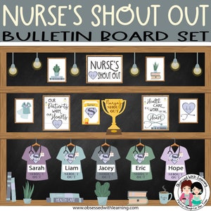 Editable Nurse Bulletin Board Sign, Medical Scrubs Poster, School Nurse Decor