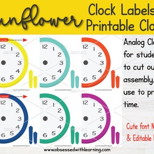 Sunflower Bulletin, Classroom Clock Labels, Educational Time Management ...