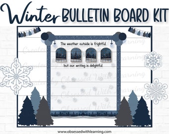 Tablón de anuncios de invierno, tablón de anuncios de Winter Wonderland, tablón de anuncios para profesores, tablón de anuncios imprimible, decoración del aula