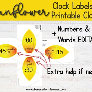 Sunflower Bulletin, Classroom Clock Labels, Educational Time Management ...