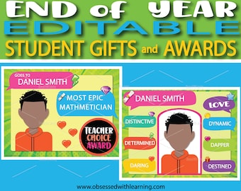 Regalos y premios editables de fin de año para estudiantes