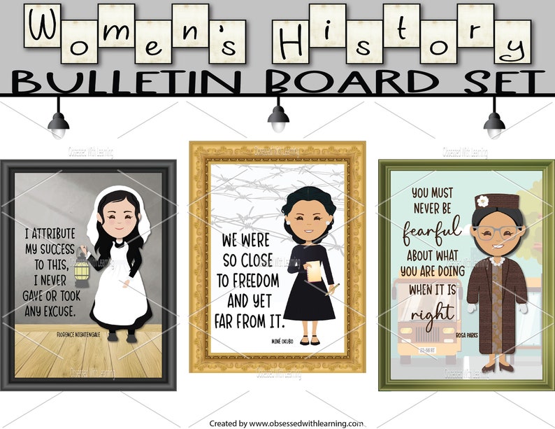 Womens History Month, Bulletin Board Kit, Amanda Gorman, Malala Yousafzai, Rosa Parks, Amelia Earhart, Women's History Posters Set of 18 image 5