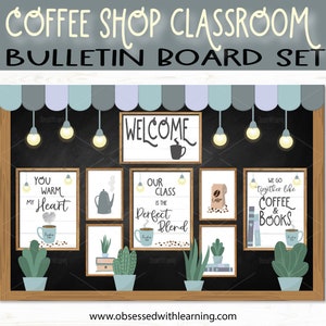 Coffee Shop Bauernhaus Klassenzimmer Bulletin Board Kit, druckbare Etiketten für Klassenzimmer, Schulanfang