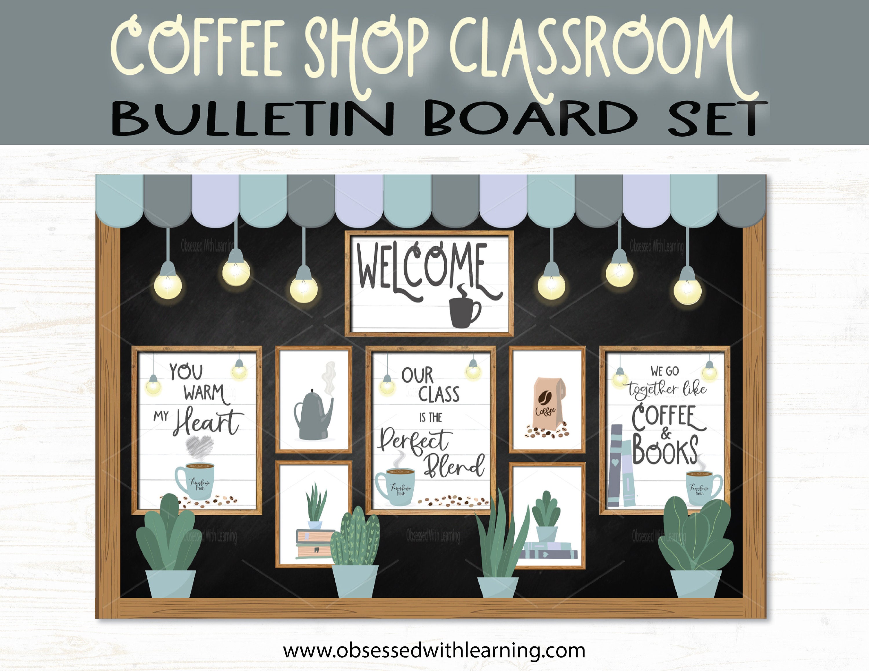 Coffee Shop Décor Classroom Bulletin Board Farmhouse image