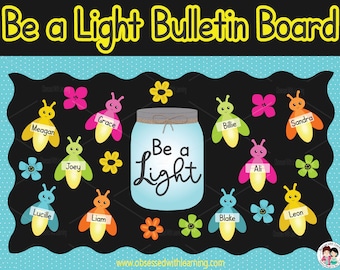 Kit de decoración para aula de estilo rústico con etiquetas de luciérnagas editables y carteles educativos.