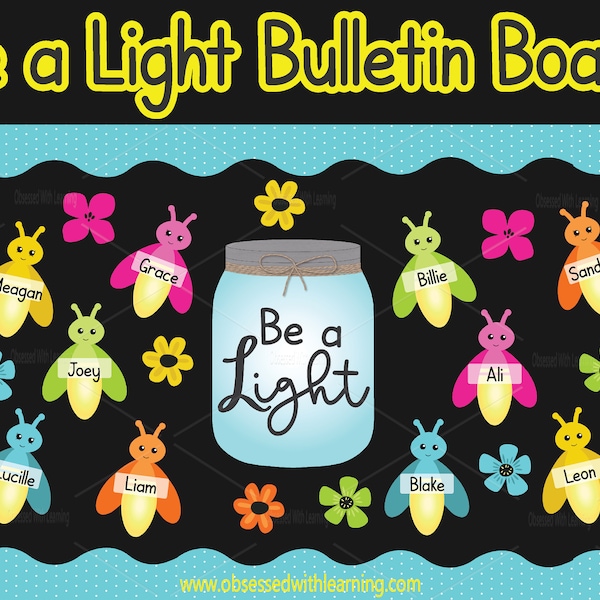 Farmhouse Classroom Bulletin Board Kit, Firefly Editable Nametags, Classroom Door Décor, Educational Posters, Bulletin Border