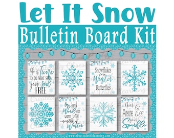 Decoración Let It Snow, Tablón de anuncios Let It Snow, Tablón de anuncios de decoración de estilo rústico, Tablón de anuncios de invierno, Tablón de anuncios de aula de estilo rústico