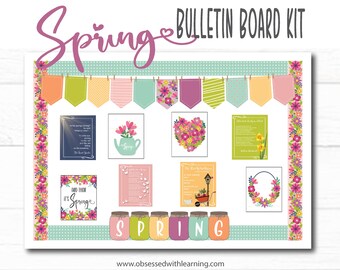 Tablón de anuncios de primavera, tablón de anuncios de la escuela para profesores, decoración de aulas de primavera, kits de tablón de anuncios, decoración de boletines de primavera