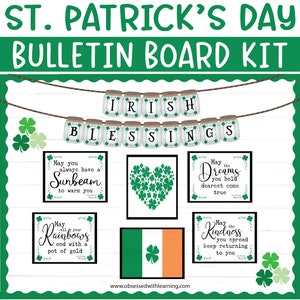 St. Patrick's Day Bulletin Board, St. Patrick's Day Décor, Irish Blessing Quote, March Bulletin Board, Teacher Bulletin Board, Door Décor
