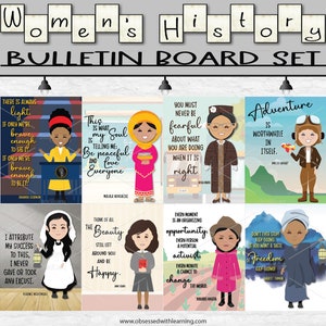 Womens History Month, Bulletin Board Kit, Amanda Gorman, Malala Yousafzai, Rosa Parks, Amelia Earhart, Women's History Posters Set of 18 image 1