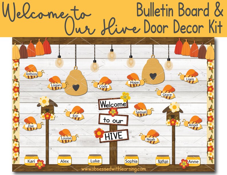 to Our Hive Bulletin Board Editable Name Tags Etsy