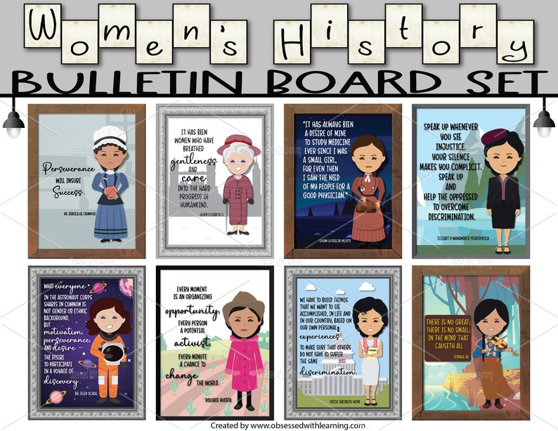 Womens History Month, Bulletin Board Kit, Amanda Gorman, Malala Yousafzai, Rosa Parks, Amelia Earhart, Women's History Posters Set of 18 image 4