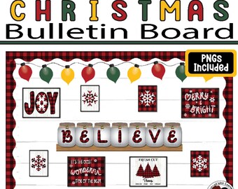 Tablón de anuncios de Feliz Navidad, decoración navideña con cuadros de búfalo, decoraciones de invierno para el país de las maravillas, Navidad en la granja