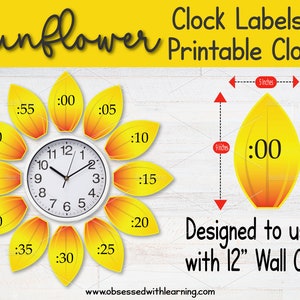 Sunflower Bulletin, Classroom Clock Labels, Educational Time Management ...