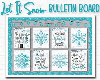 Let It Snow Décor, Let It Snow Bulletin Board, Farmhouse Décor Bulletin Board, Winter Bulletin Board, Farmhouse Classroom Bulletin Board