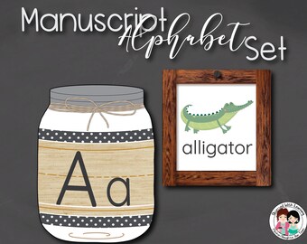 Farmhouse ABC Wall Cards for Classroom Educational Décor