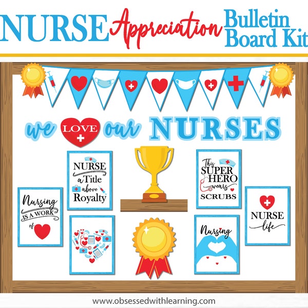 Nurse Appreciation Bulletin Board Kit, Bulletin Board Border, Editable Name Tags and Photos
