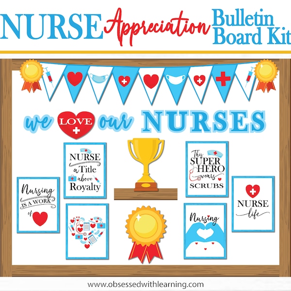 Nurse Appreciation Bulletin Board Kit, Bulletin Board Border, Editable Name Tags and Photos