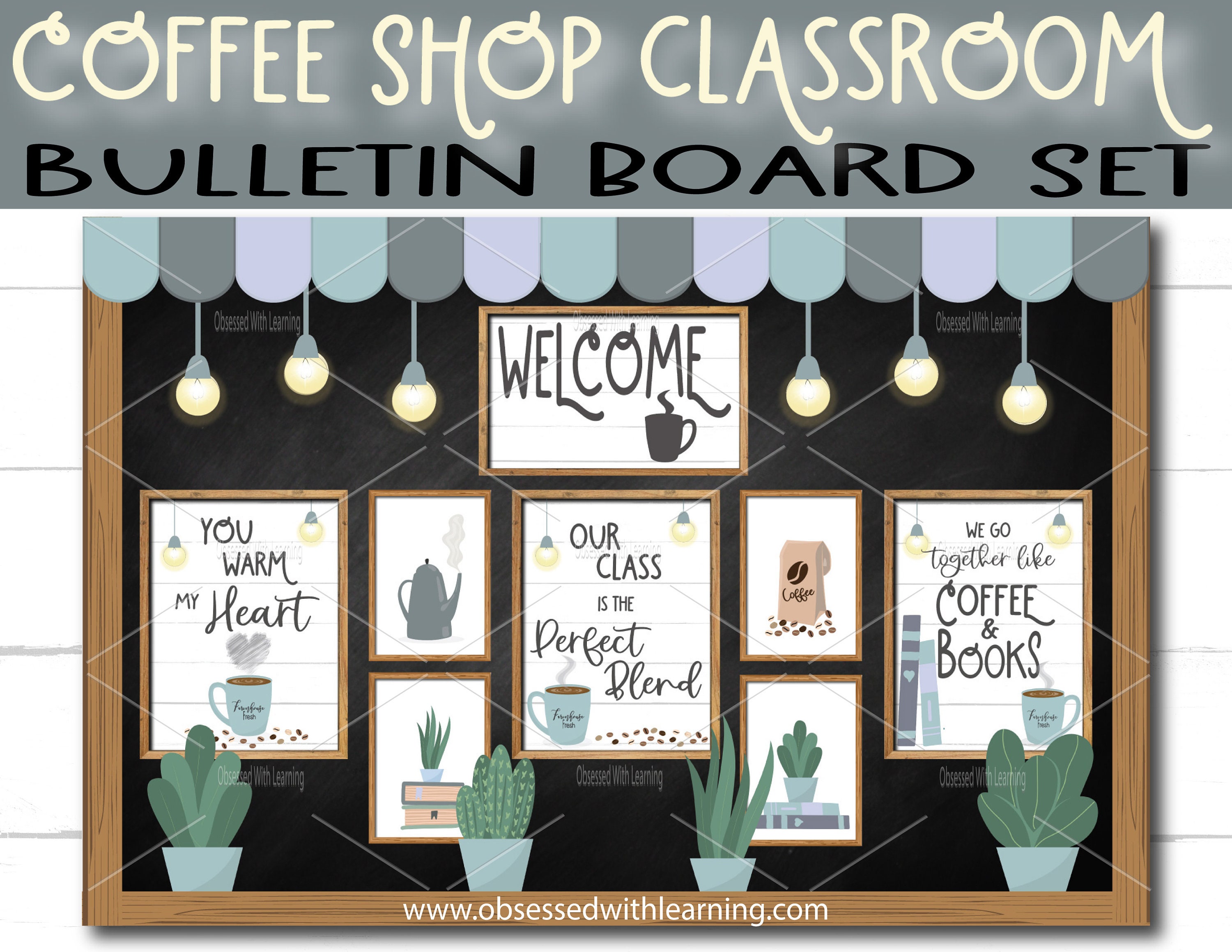 Coffee Shop Décor, Classroom Bulletin Board, Farmhouse Classroom Décor,  Classroom Décor Elementary, School Supply Labels 