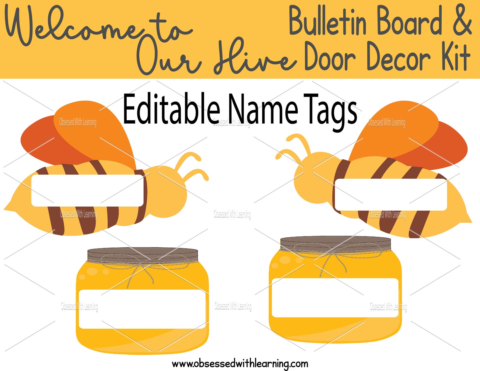 to Our Hive Bulletin Board Editable Name Tags Etsy