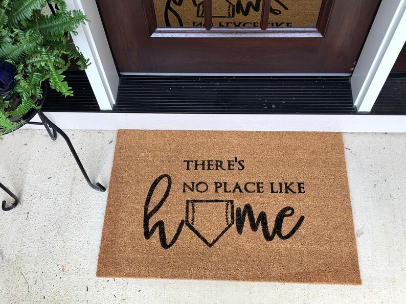 There S No Place Like Home Baseball Doormat Softball Doormat Welcome Doormat Coir Doormat Entry Mat Doormat Plan B Decor