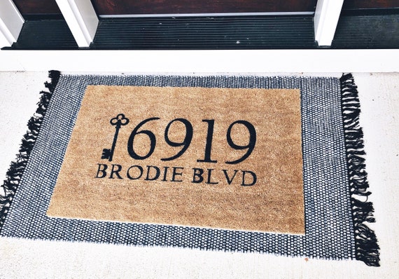 Address Doormat Custom Doormat Key Address Personalized Doormat Coir Doormat Closing Gift Housewarming Gift Plan B Decor
