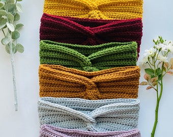 Headbands for women, handmade crochet headbands for women, ear warmers for women, twist headbands for women, crochet headbands