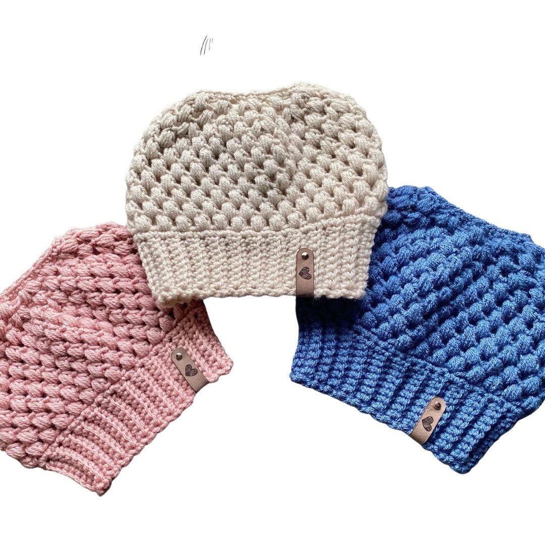 fleece lined ponytail beanie