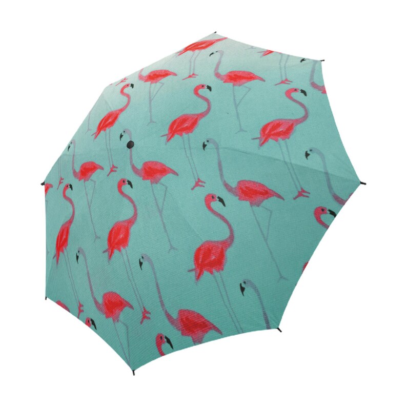 Pink Flamingos Semi-Automatic Foldable Umbrella