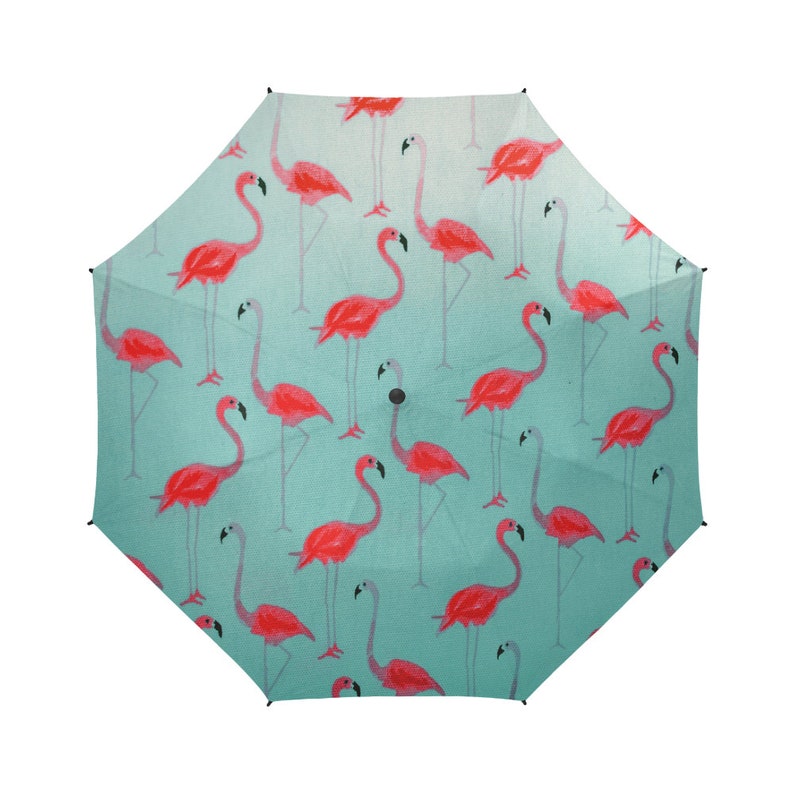 Pink Flamingos Semi-Automatic Foldable Umbrella