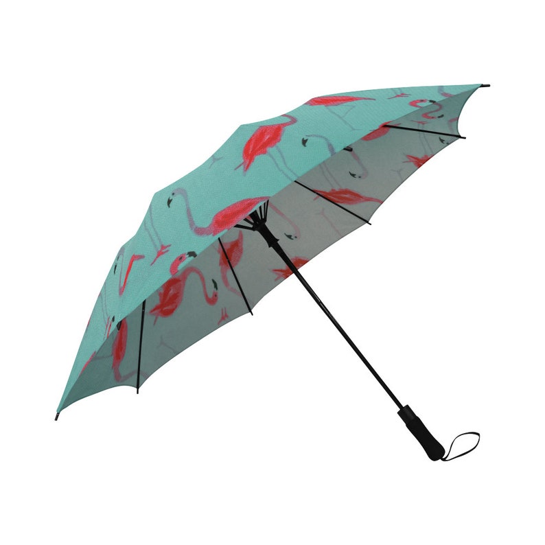 Pink Flamingos Semi-Automatic Foldable Umbrella