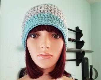 Blue and gray hat
