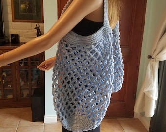Blue cotton mesh bag set of 2