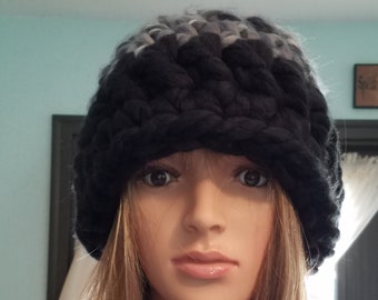 Super thick grey and black hat